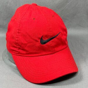 Nike Dri Fit Heritage86 Strapback Hat Cap Red Adjustable Swoosh Golfer Dad Mens